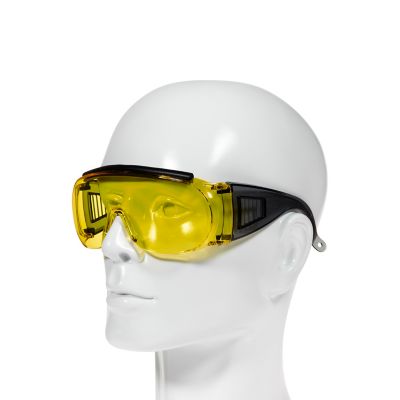 Image showing  Protective Safety Glasses, Fits Over Prescription Glasses, ANSI Z87.1 Impact Resistance, Unisex, Yellow