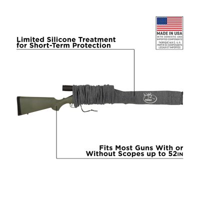 Image showing  Company Rocky Mountain Elk Knit Gun Sock for Rifle/Shotguns With or Without Scope - Drawstring Closure - 52", Gray