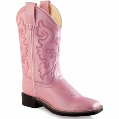 Old West Girls' Broad Square Toe Western Boots, 9 in., 4-Row Stitch