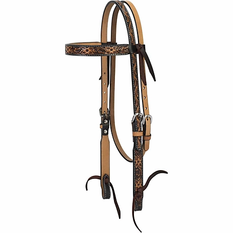 Weaver Leather Turquoise Cross Floral-Tooled Browband Headstall