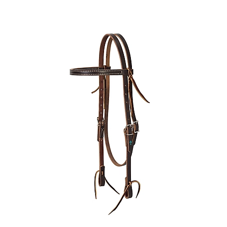 Weaver Leather Turquoise Cross Skirting Leather Browband Headstall