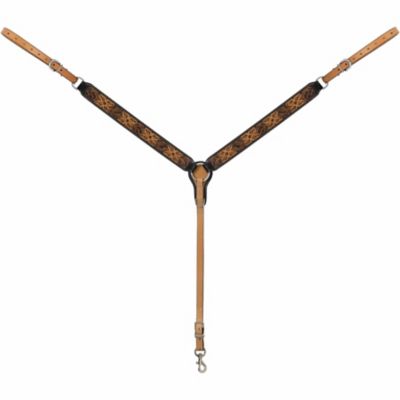 Weaver Equine Turquoise Cross Floral-Tooled Straight Breastcollar
