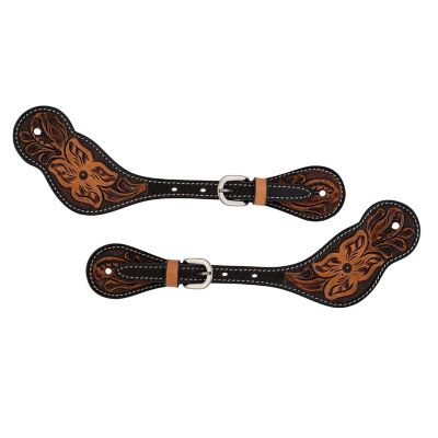 Turquoise Cross Men's Floral-Tooled Spur Straps