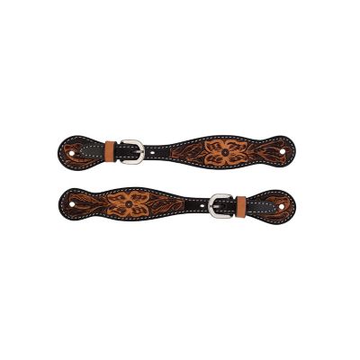 Turquoise Cross Women's Floral-Tooled Spur Straps