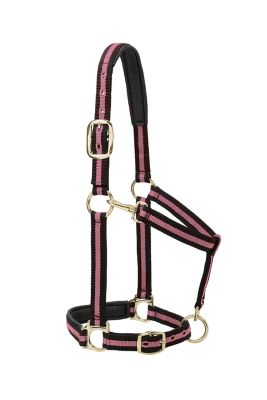 Weaver Leather Striped Horse Halter with Padded Adjustable Chin and Throat Snap