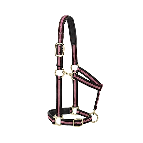 Weaver Leather Striped Horse Halter with Padded Adjustable Chin and Throat Snap
