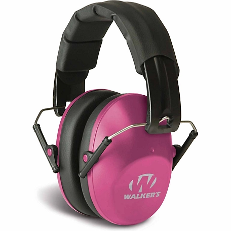 Walker's Game Ear Low-Profile Folding Ear Muffs, Pink