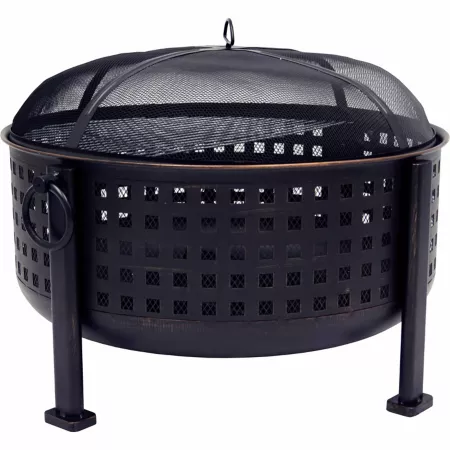 Pleasant Hearth Langston 12" Deep Bowl Fire Pit Mesh Lid Fire Pits