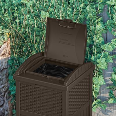 Image showing  33 gal. Resin Wicker Trash Hideaway, 15.75 in. x 16 in. x 31.5 in., Java