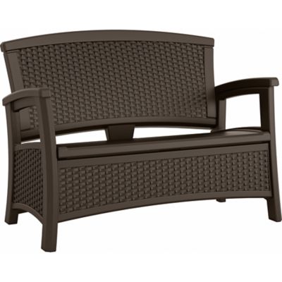 Suncast Elements Patio Loveseat with Storage, Java, 47 in. W x 29.7 in. L x 35.35 in. H