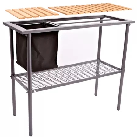 Get Started Weatherguard 15 in x 39 in x 32 in Spring Gardener's Workbench with Wood Top Raised Garden Beds