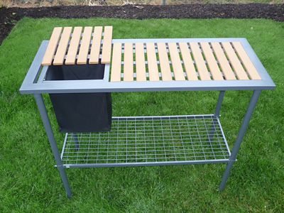 Image showing  15 in. x 39 in. x 32 in. Weatherguard Spring Gardener Workbench with Wooden Top