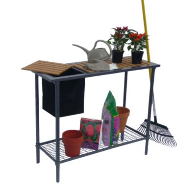 Image showing  15 in. x 39 in. x 32 in. Weatherguard Spring Gardener Workbench with Wooden Top