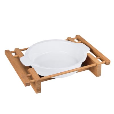 Image showing  Grand Buffet Pie Dish with Bamboo Serving Cradle