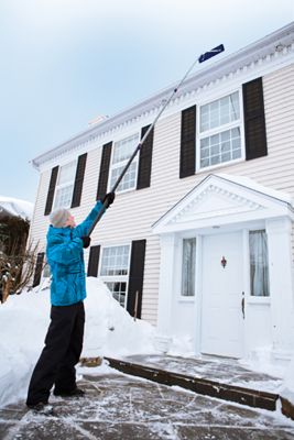 Roof Snow Rake Removal Tool,Roof Rake with Adjustable Telescoping Handle,Scraping Shovel Retractable Wheel Scraper Durable Winter Snow Remove 