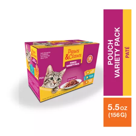 Paws & Claws All Life Stages Turkey and Offal Chicken and Tuna Pieces Wet Cat Food 3 oz Pack of 12 Pouches Wet Cat Food