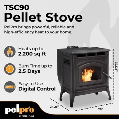 Image showing  2200 sq. ft. Cast-Iron Pellet Stove, 90 lb. Hopper Size, TSC90