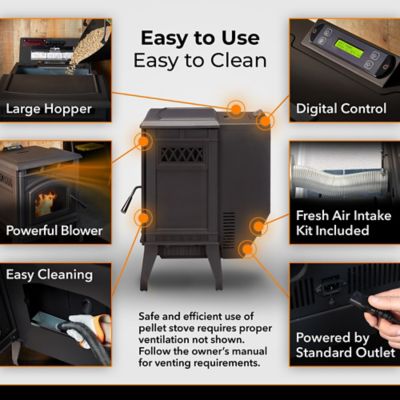 Image showing  2200 sq. ft. Cast-Iron Pellet Stove, 90 lb. Hopper Size, TSC90