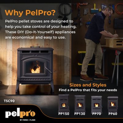 Image showing 5 th Forge & Flame 2200 sq. ft. Cast-Iron Pellet Stove, 90 lb. Hopper Size, TSC90