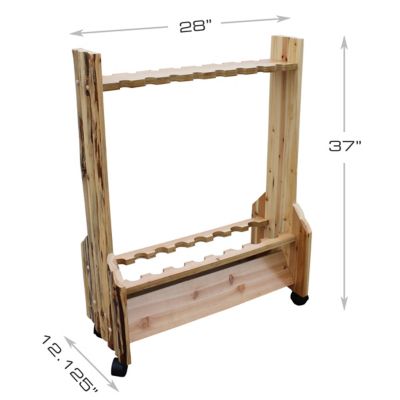 Image showing  16-Rod Double-Sided Rolling Rack, Solid Pine