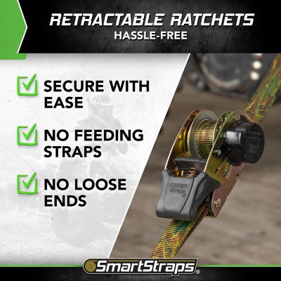 Image showing 6 th SmartStraps 1 in. x 6 ft. Retractable Ratchet, 500 lb., Camo, 4 pk.