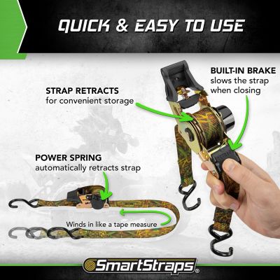Image showing 7 th SmartStraps 1 in. x 6 ft. Retractable Ratchet, 500 lb., Camo, 4 pk.