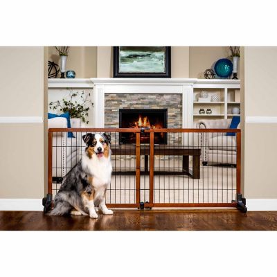 Image showing Carlson Extra Tall Extra Wide Design Paw Freestanding Metal Pet Gate, 40 in. to 70 in.