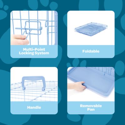 Image showing  Secure 1-Door Steel Dog Crate, 24 in., Blue