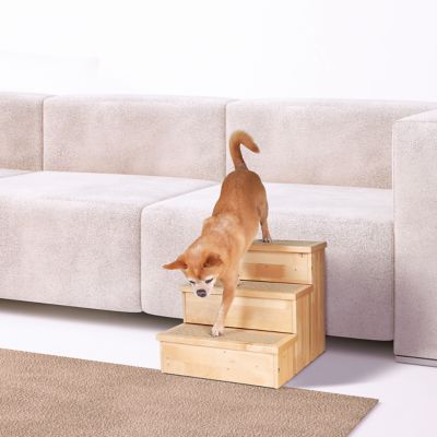 Image showing  3-Step Wooden Pet Stairs for Dogs Up to 110 lb.
