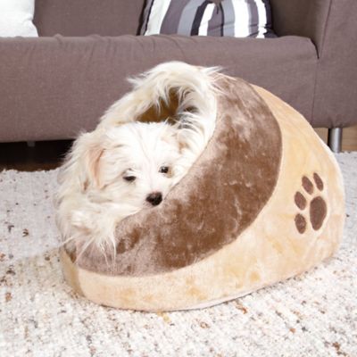 Image showing  Minou Cuddly Cave Cat Bed with Removable Cushion, Non-Skid Bottom, 16 in., Small, Beige