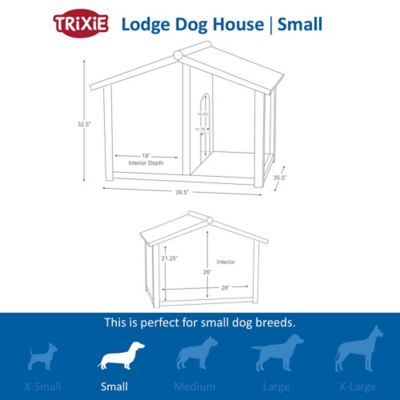 Image showing  Natura Lodge-Style Outdoor Wooden Dog House with Covered Porch, Hinged Roof and Adjustable Legs, Brown, Medium