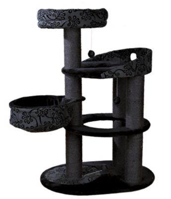 TRIXIE Filippo Cat Tower Scratching Post, Hammock, Platforms, Top Platform with Removable Bed, Dangling Pom-Poms