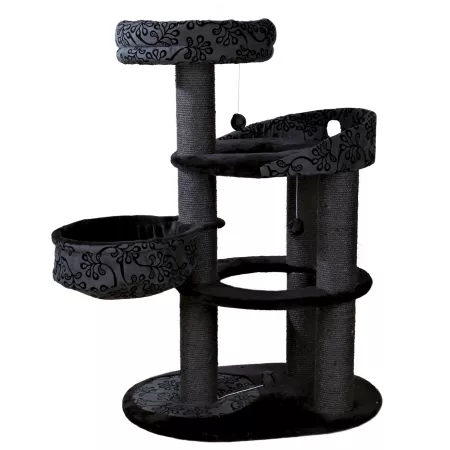 TRIXIE Filippo Cat Tower with Hammock Platforms Top Platform with Removable Bed and Dangling Pom Poms Cat Trees & Condos