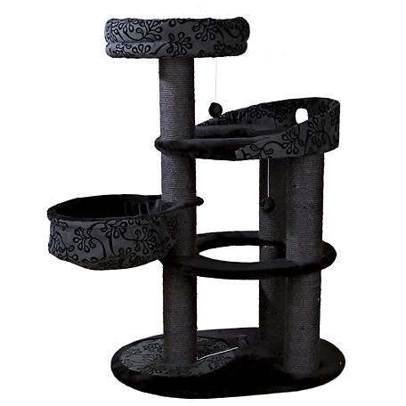 TRIXIE Filippo Cat Tower Scratching Post, Hammock, Platforms, Top Platform with Removable Bed, Dangling Pom-Poms