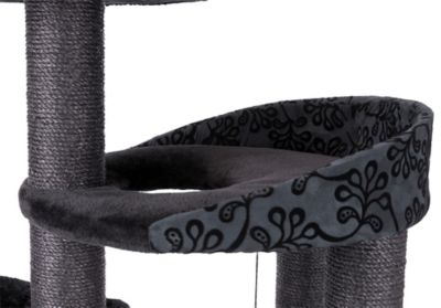 Image showing  Filippo Cat Tower Scratching Post with Hammock, Platforms, Top Platform with Removable Bed and Dangling Pom-Poms