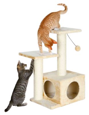 Image showing  Valencia Scratching Post, with Condo, Two Platforms, Dangling Pom-Pom