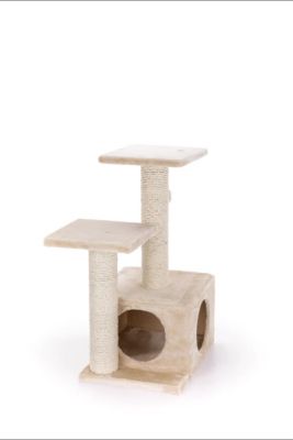 Image showing  Valencia Scratching Post, with Condo, Two Platforms, Dangling Pom-Pom