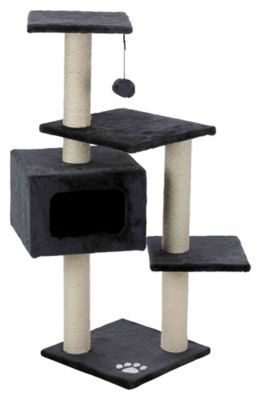 TRIXIE Palamos Cat Tower with Scratching Posts, Condo, Three Platforms, Dangling Pom-Pom -  43787