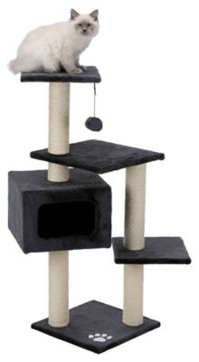 Image showing  43 in. Palamos Cat Tower with Scratching Posts, Condo, 3 Platforms and Dangling Pom-Pom