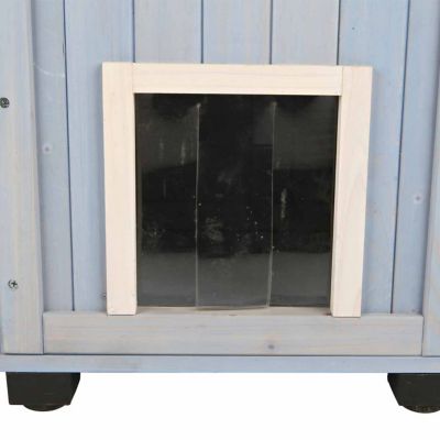 Image showing 6 th TRIXIE 3-Story Natura Weatherproof Indoor/Outdoor Wooden Cat House with 2 Entrances, Blue, Small
