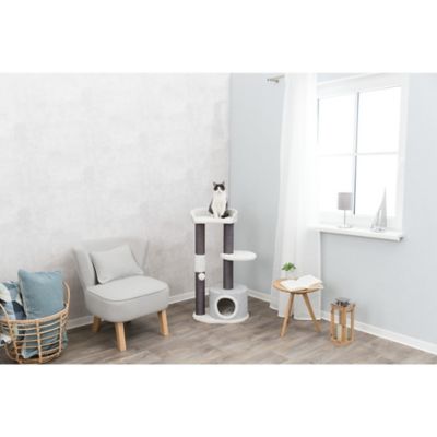 Image showing  39 in. Pilar Cat Tower with Scratching Posts, Condo, 2 Platforms, Top Platform with Backrest and Dangling Pom-Pom