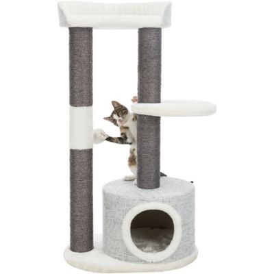 Image showing  39 in. Pilar Cat Tower with Scratching Posts, Condo, 2 Platforms, Top Platform with Backrest and Dangling Pom-Pom