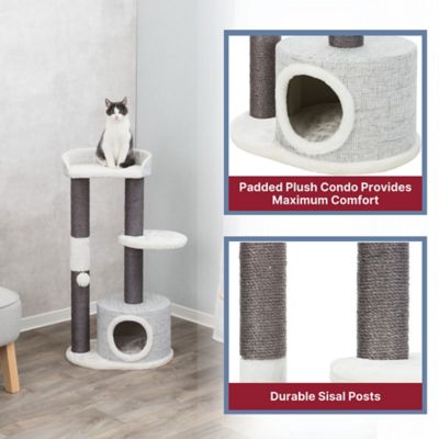 Image showing  39 in. Pilar Cat Tower with Scratching Posts, Condo, 2 Platforms, Top Platform with Backrest and Dangling Pom-Pom