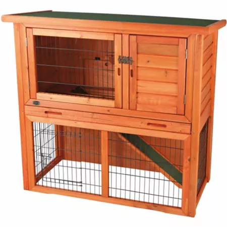 TRIXIE 2-Tier Outdoor Hutch with Sloped Roof Small 33.25 in x 17.5 in x 30.5 in. Rabbit Hutches