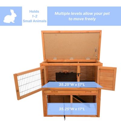 Image showing  2-Story Outdoor Rabbit Hutch with Sloped Roof, Medium, 40.75 in. x 20.25 in. x 38 in.