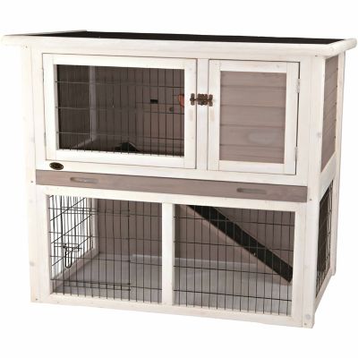 TRIXIE Rabbit Hutch with Sloped Roof, Medium, Gray/White