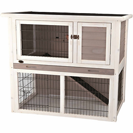 TRIXIE Rabbit Hutch with Sloped Roof, Medium, Gray/White
