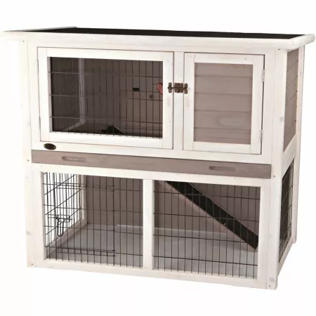 TRIXIE 2-Tier Outdoor Hutch with Sloped Roof Medium 40.75 in x 20.25 in x 38 in Gray/White Rabbit Hutches