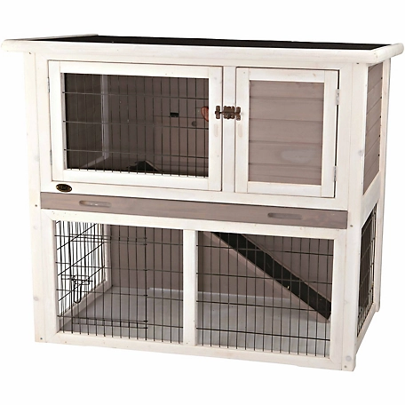 TRIXIE Rabbit Hutch with Sloped Roof, Medium, Gray/White