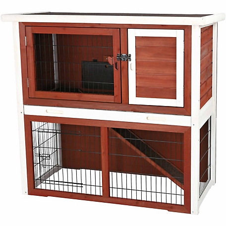 TRIXIE Rabbit Hutch with Sloped Roof, Medium, Brown/White